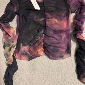 Topshop Purple and Pink Ruched Blouse Size 6